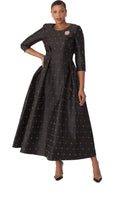 Elegant 3/4 Sleeve Rhinestone Embellished Church Dress-4826