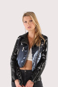 Sequin Embellished Moto Jacket -81692