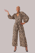 Wide-Leg Jumpsuit with Puff Sleeves - 81990