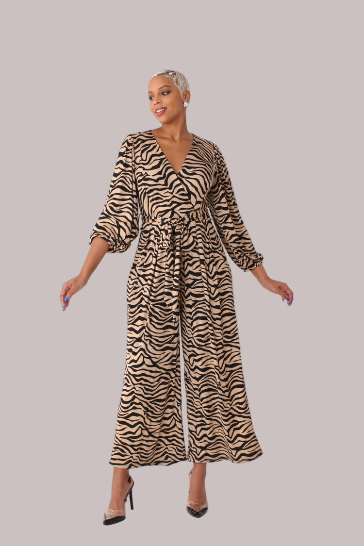 Wide-Leg Jumpsuit with Puff Sleeves - 81990