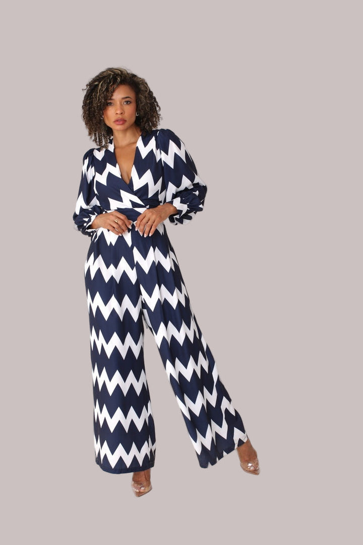 Wide-Leg Jumpsuit with Puff Sleeves - 81990