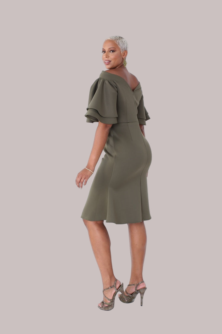 Tiered Bell-Sleeve Midi Dress -82145