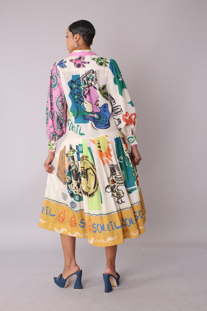 Artistic Print Shirt Dress -82425