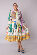 Artistic Print Shirt Dress -82425