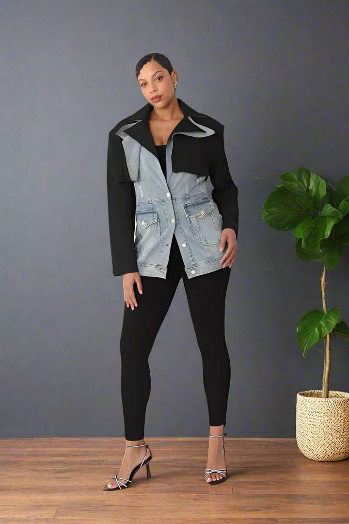 Hybrid Blazer Denim Jacket – Style 82429 | Women’s Chic Jacket