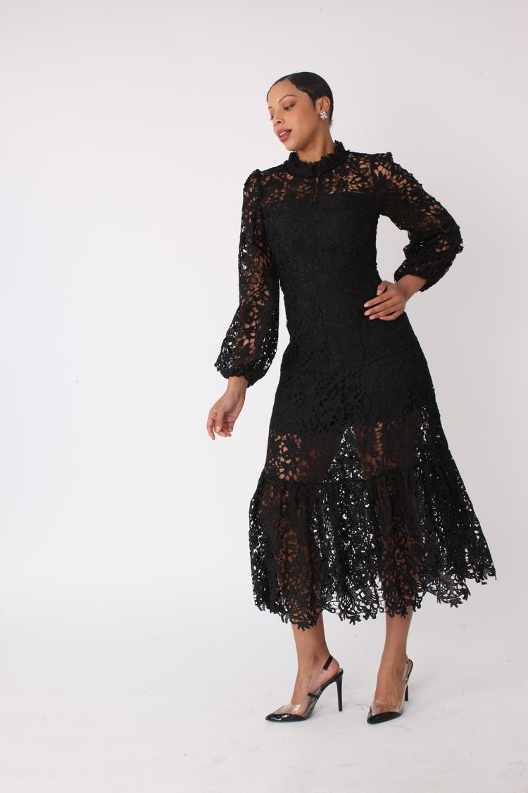 Chartreuse Lace Midi Dress -82434