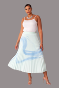 Watercolor Print Pleated Maxi Skirt - 82606