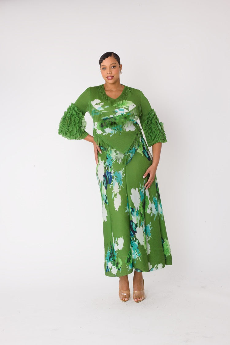 Floral Print Pleated Midi Dress - 82678