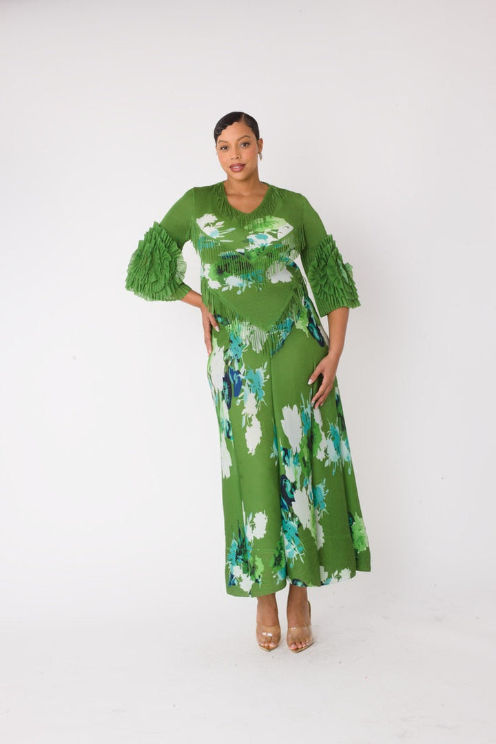 Floral Print Pleated Midi Dress - 82678