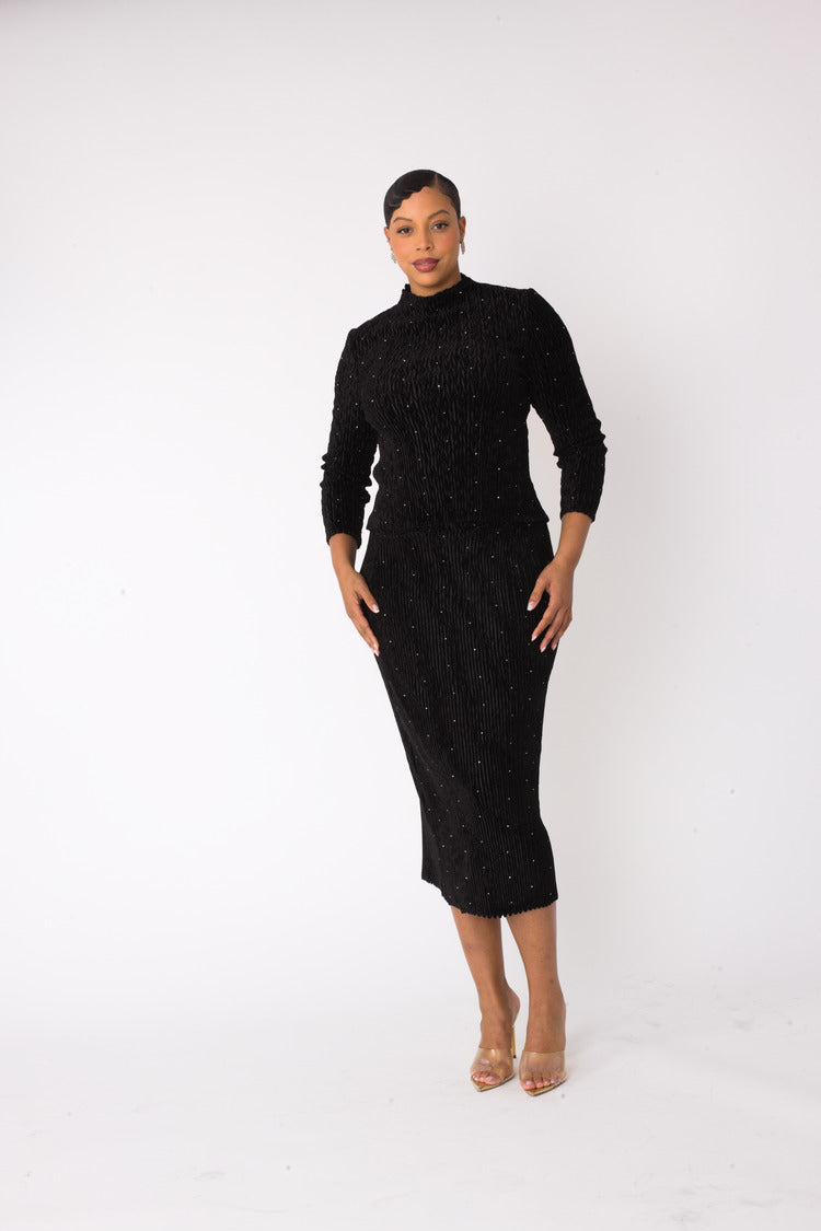 Velvet Midi Skirt Set | 82767
