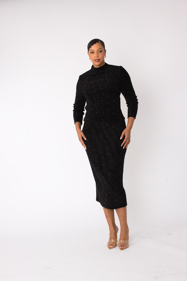 Velvet Midi Skirt Set | 82767