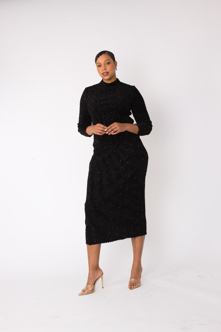 Velvet Midi Skirt Set | 82767