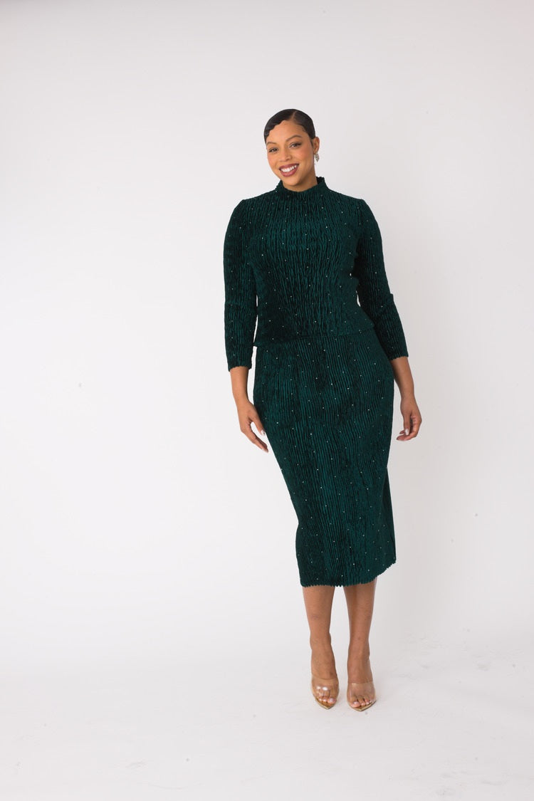 Velvet Midi Skirt Set | 82767
