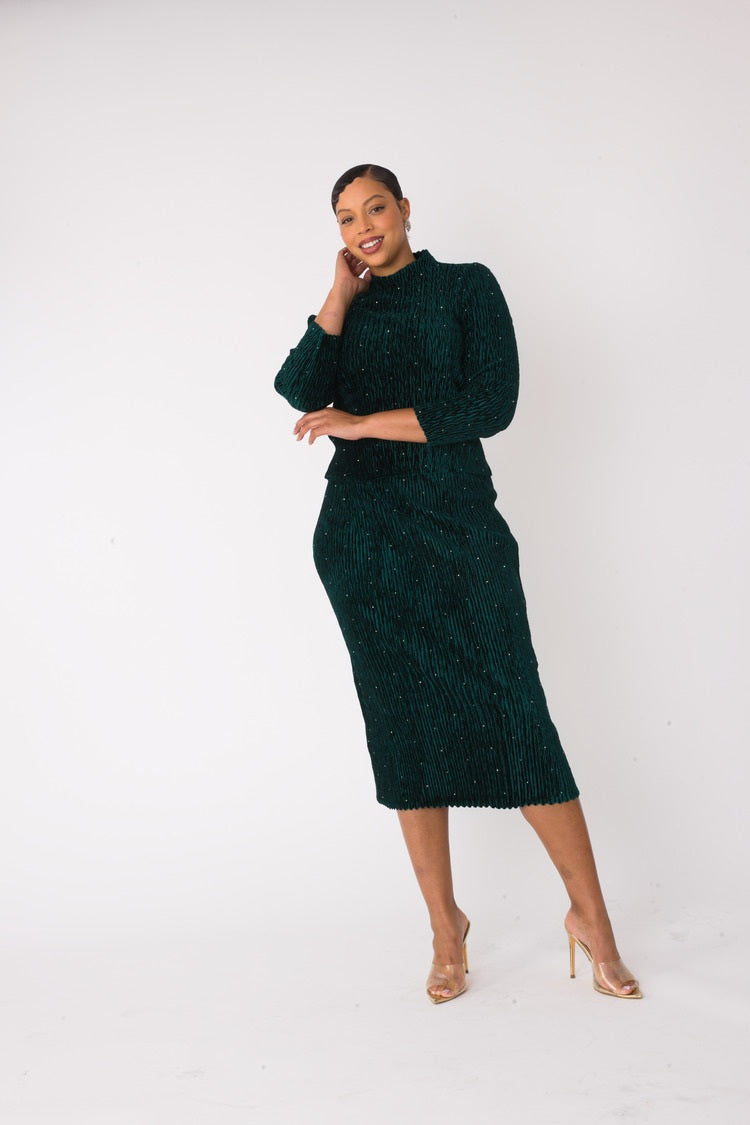 Velvet Midi Skirt Set | 82767