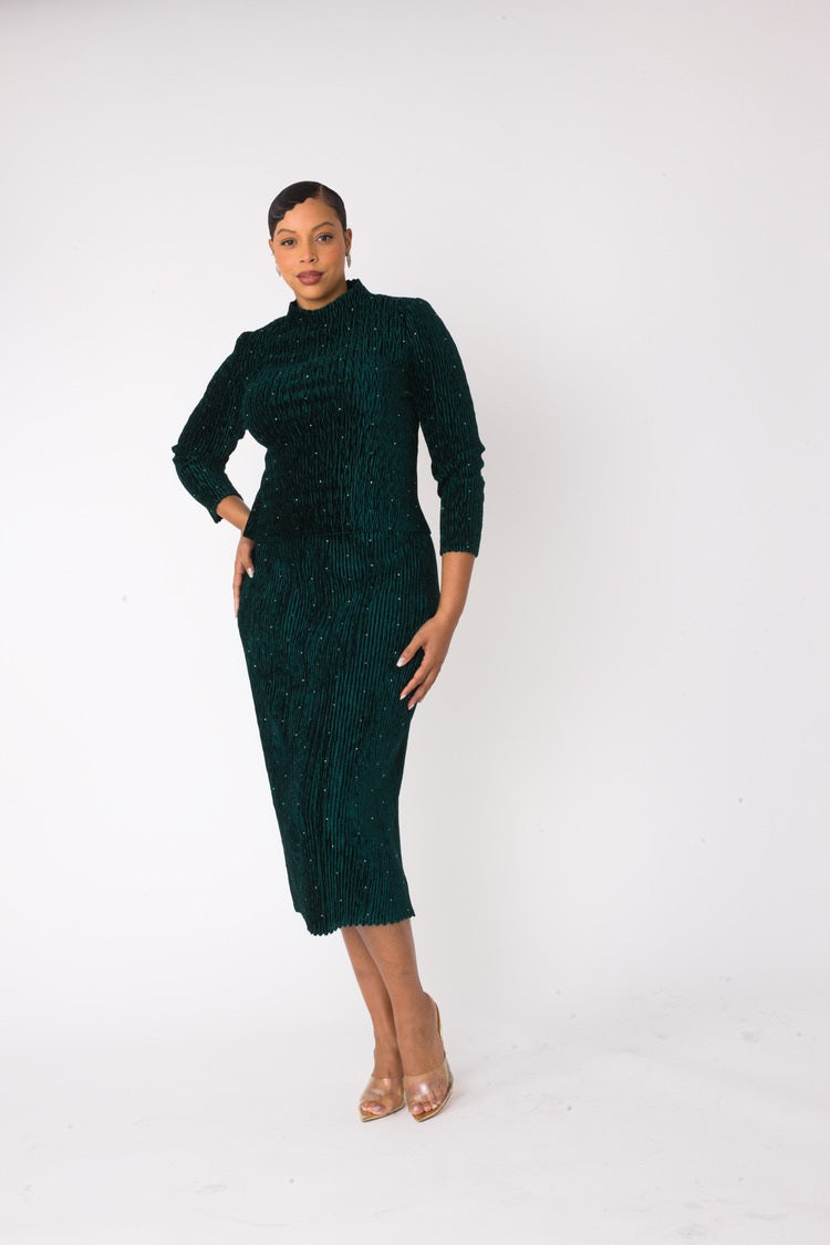 Velvet Midi Skirt Set | 82767