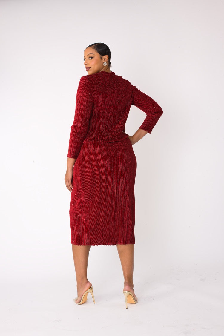 Velvet Midi Skirt Set | 82767