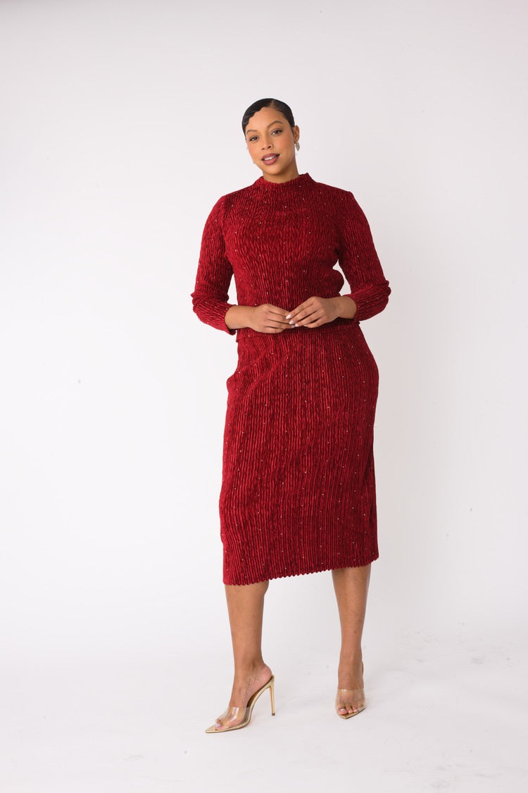 Velvet Midi Skirt Set | 82767