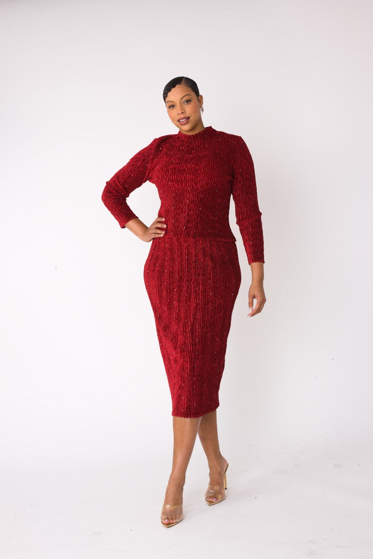Velvet Midi Skirt Set | 82767