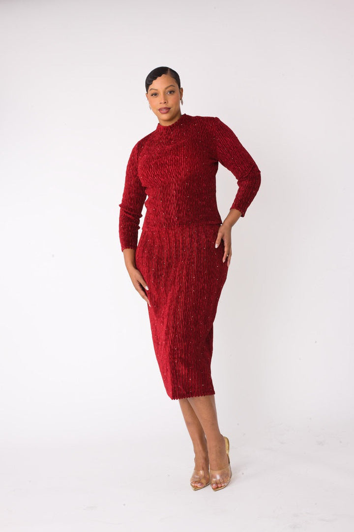 Velvet Midi Skirt Set | 82767
