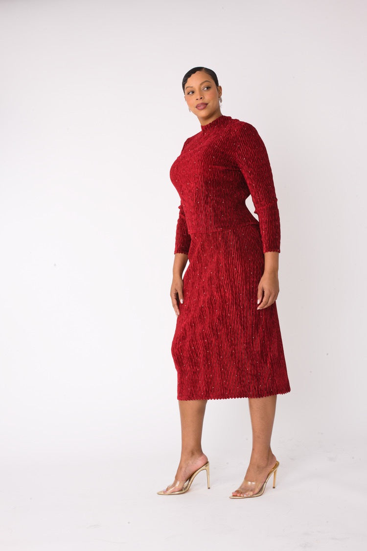 Velvet Midi Skirt Set | 82767