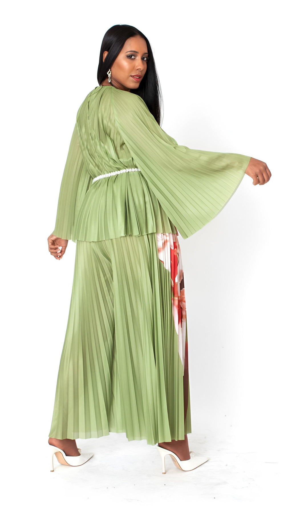 Petal Pleated Wide-Leg Pantset - 82907