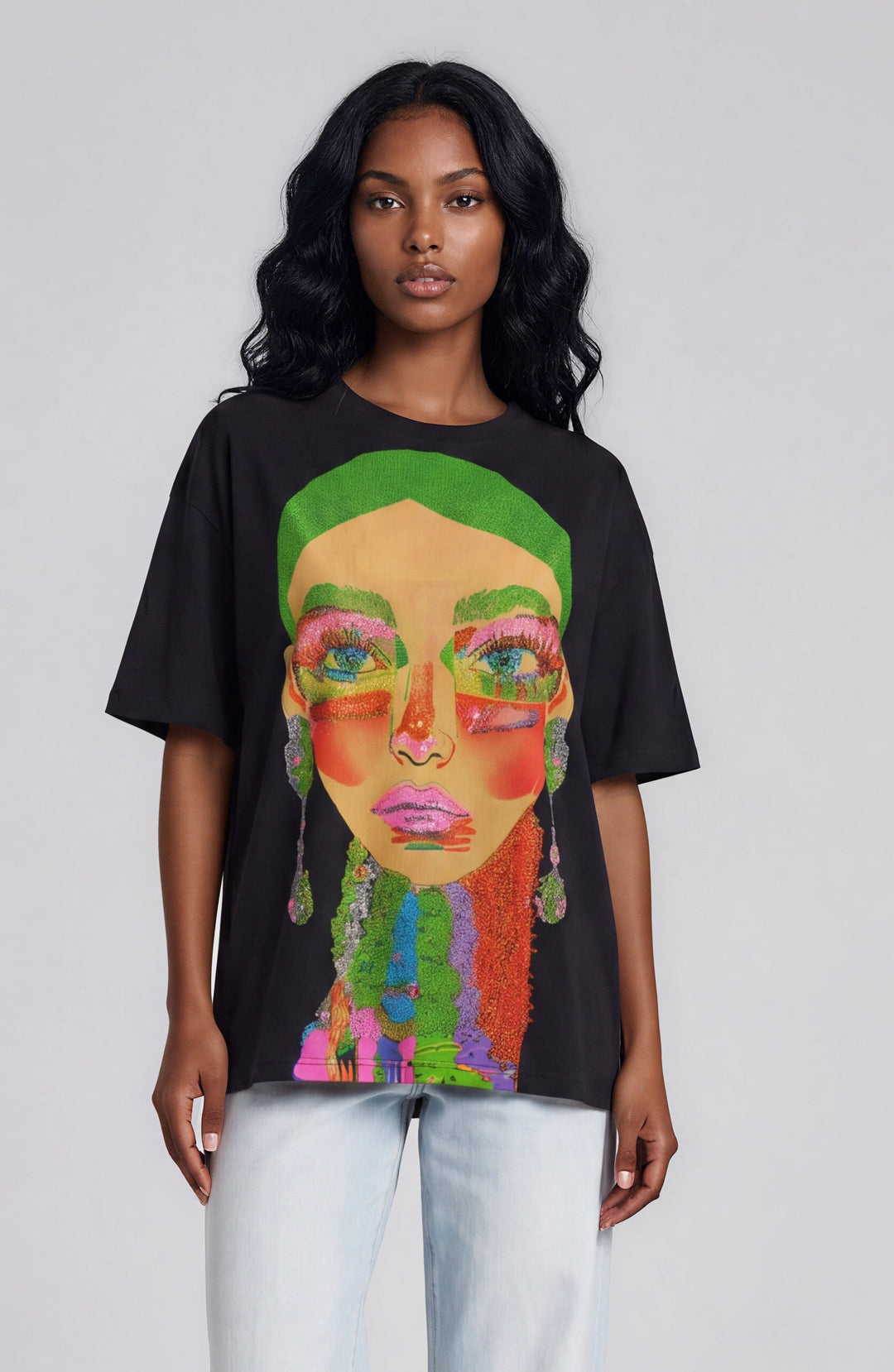 Electric Portrait Rhinestone Tee - 83064