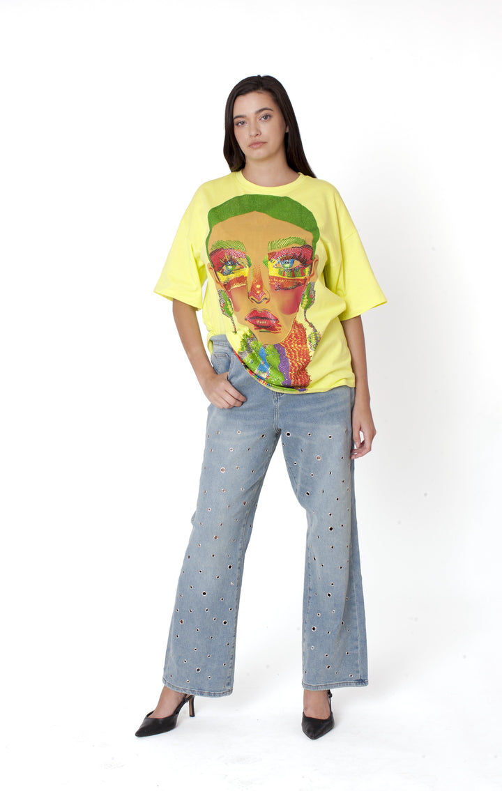 Electric Portrait Rhinestone Tee - 83064