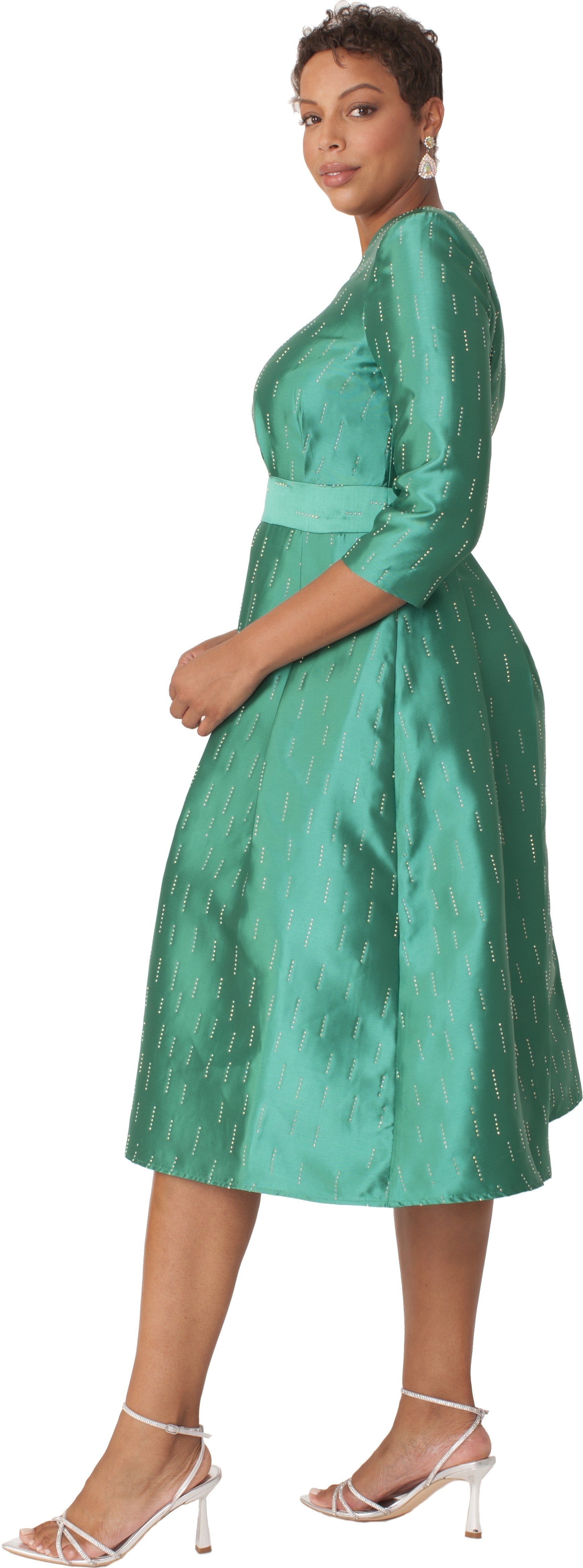 Shimmer A-Line Tea Length Dress - 9763