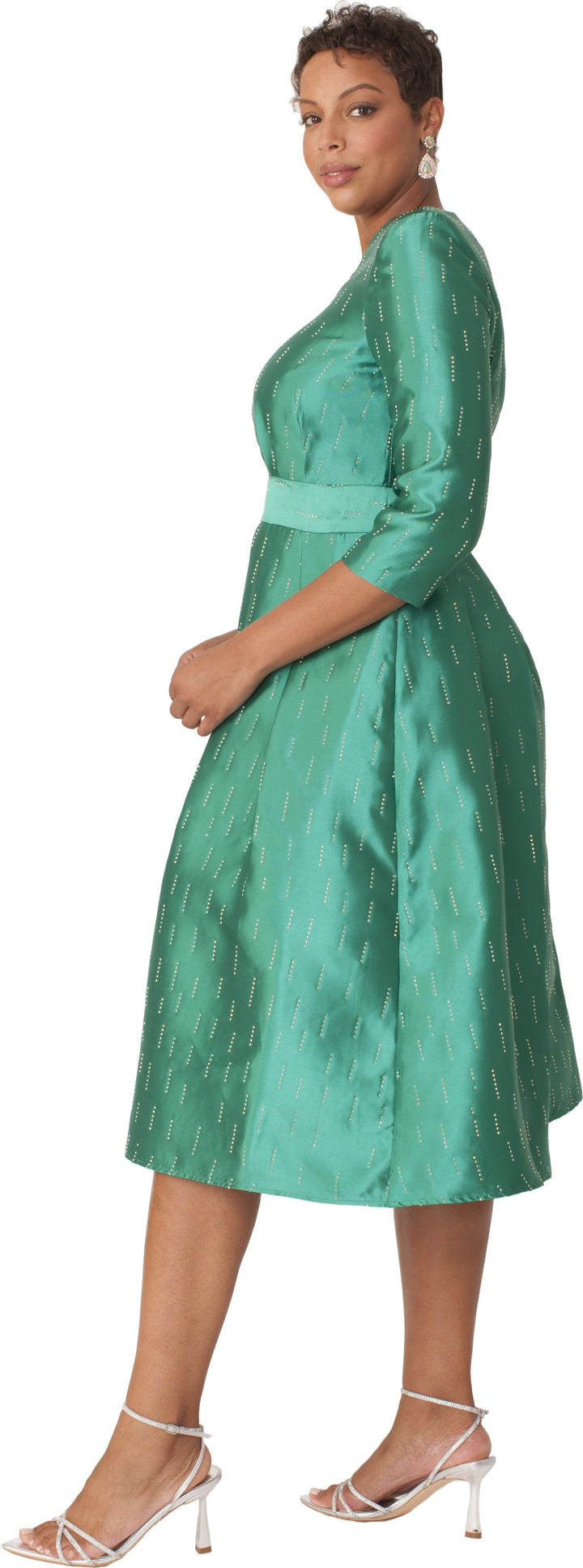 Shimmer A-Line Tea Length Dress - 9763