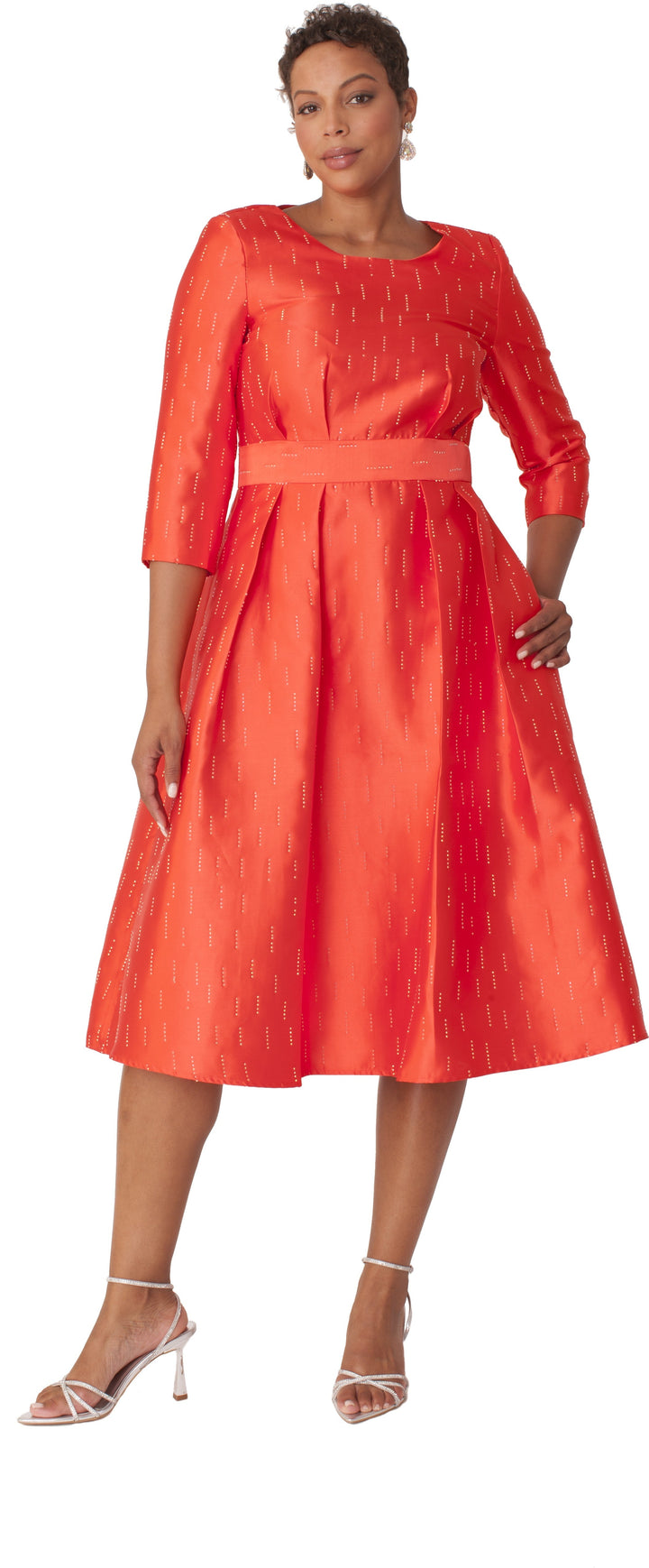 Shimmer A-Line Tea Length Dress - 9763