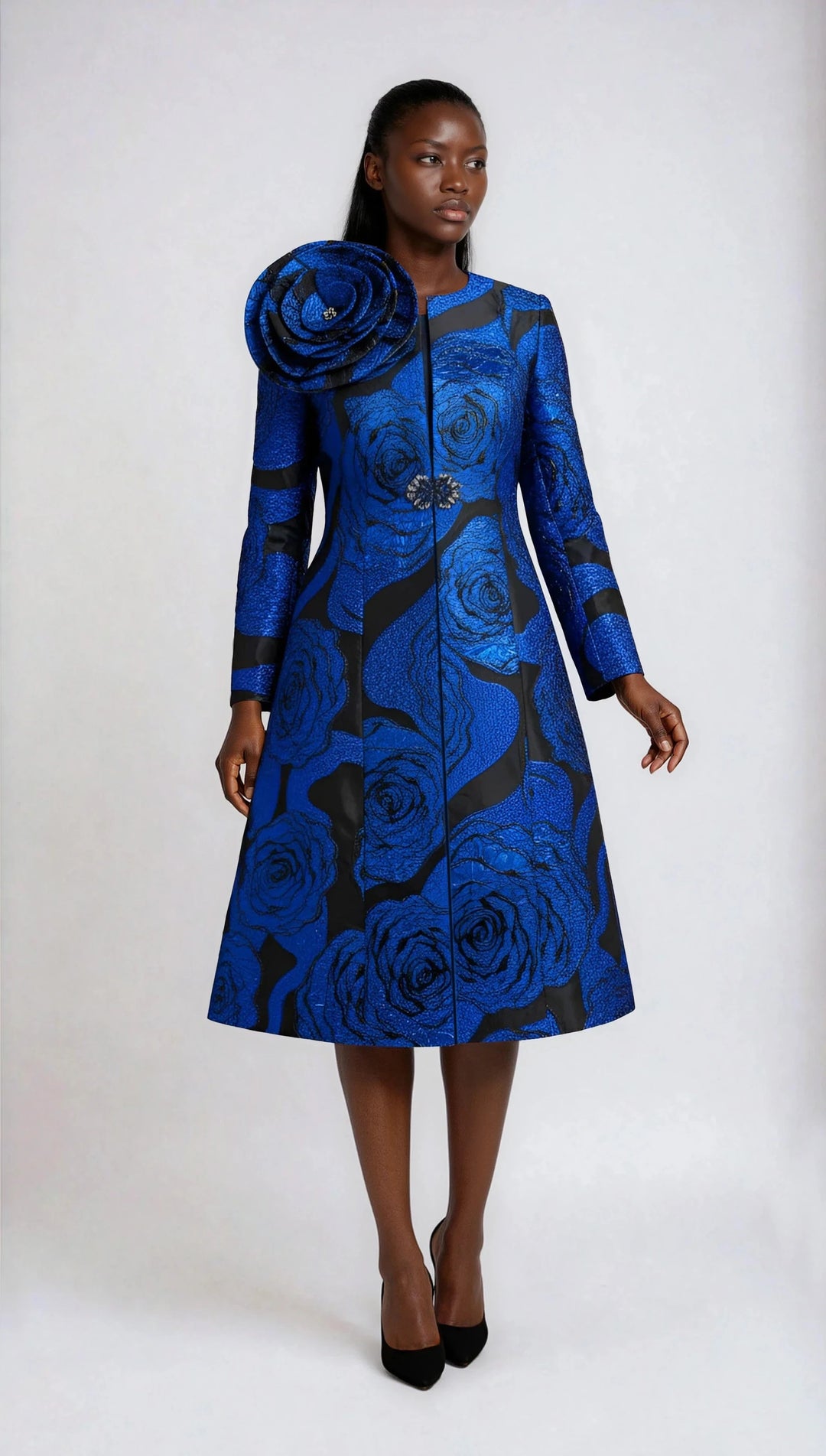 Elegant Brocade Dress with Matching Jackets - 4859