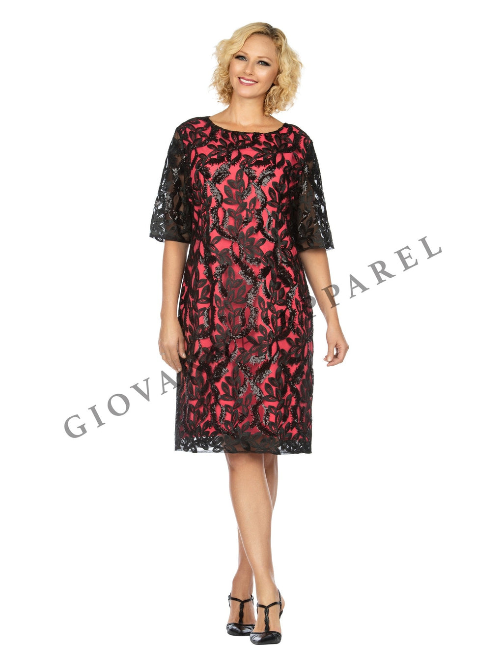1pc Lux Lace Overlay Shift Dress