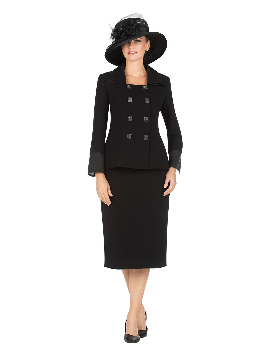 2pc Dbl Breasted Skt Suit w/ Ogz Collar&Cuff-Plus
