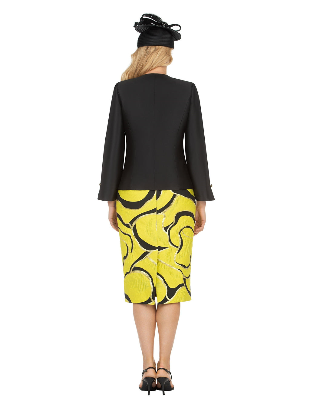 3pc Brocade+Silky Twill Skirt Suit w/ Beads