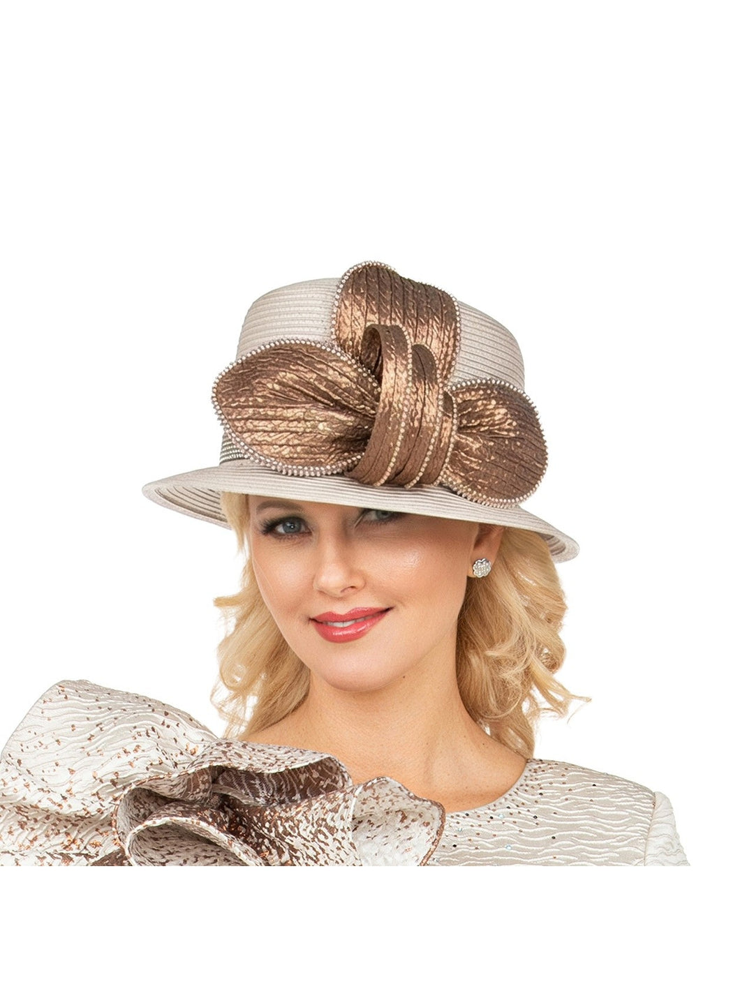 Luxury Rhinestone Trim Loop Crown Hat