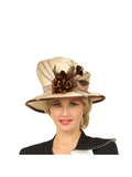 Med Brim 2-tone Ribbon Hat w/ Flower