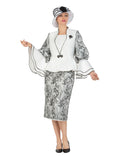 3pc Two-tone Lace Accent Peplum Skt Suit
