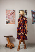 MOREMI AFRICAN PRINT BUTTON DOWN DRESS [PURPLE]