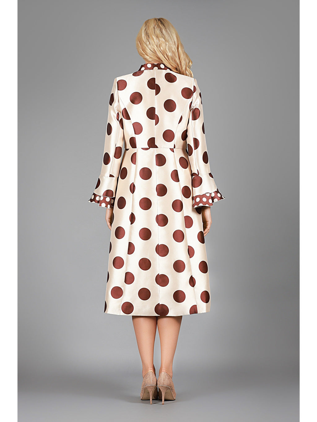 2pc Silky Twill in Polka Dots Dress+Jkt Set