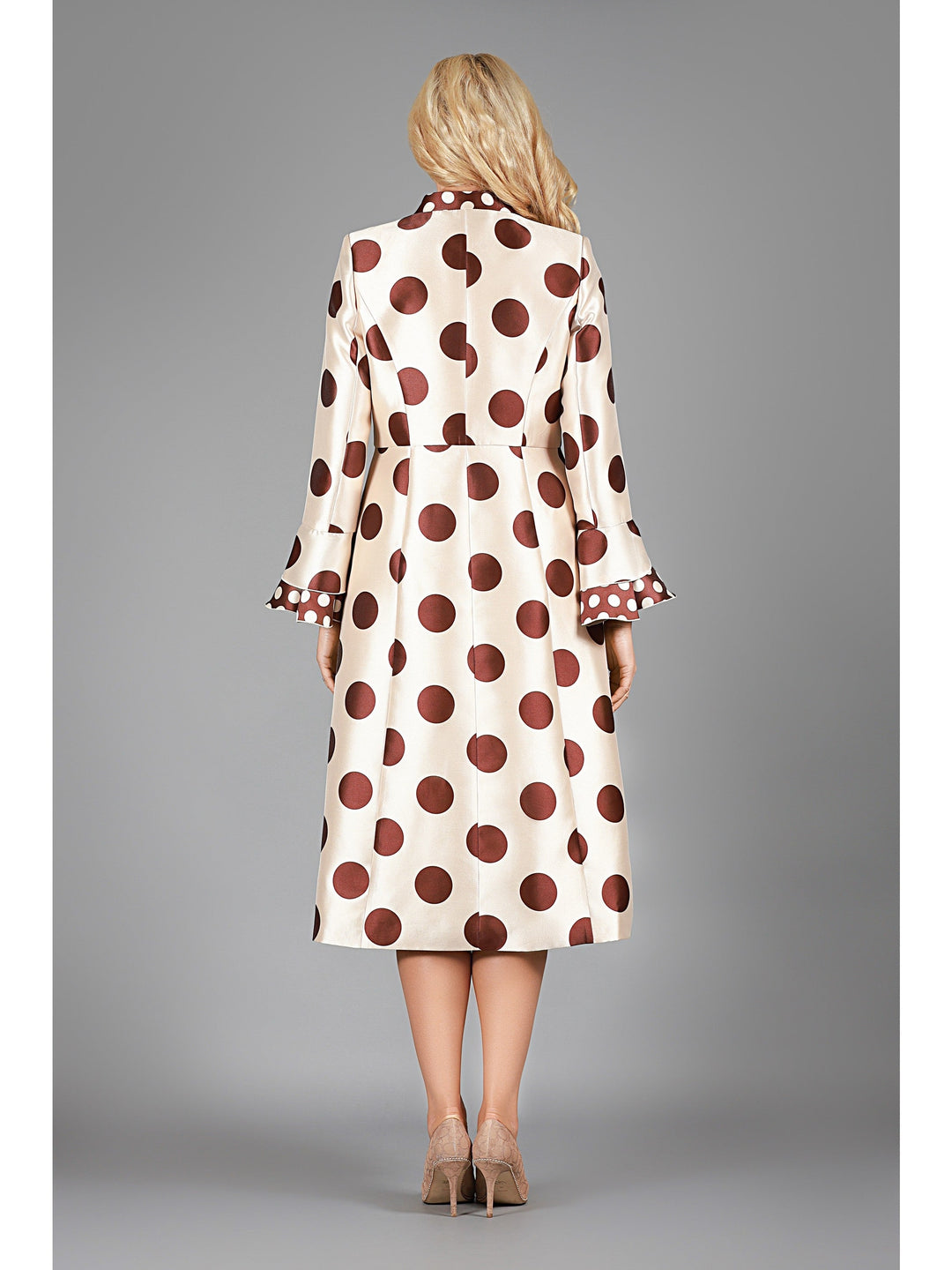 2pc Silky Twill in Polka Dots Dress+Jkt Set