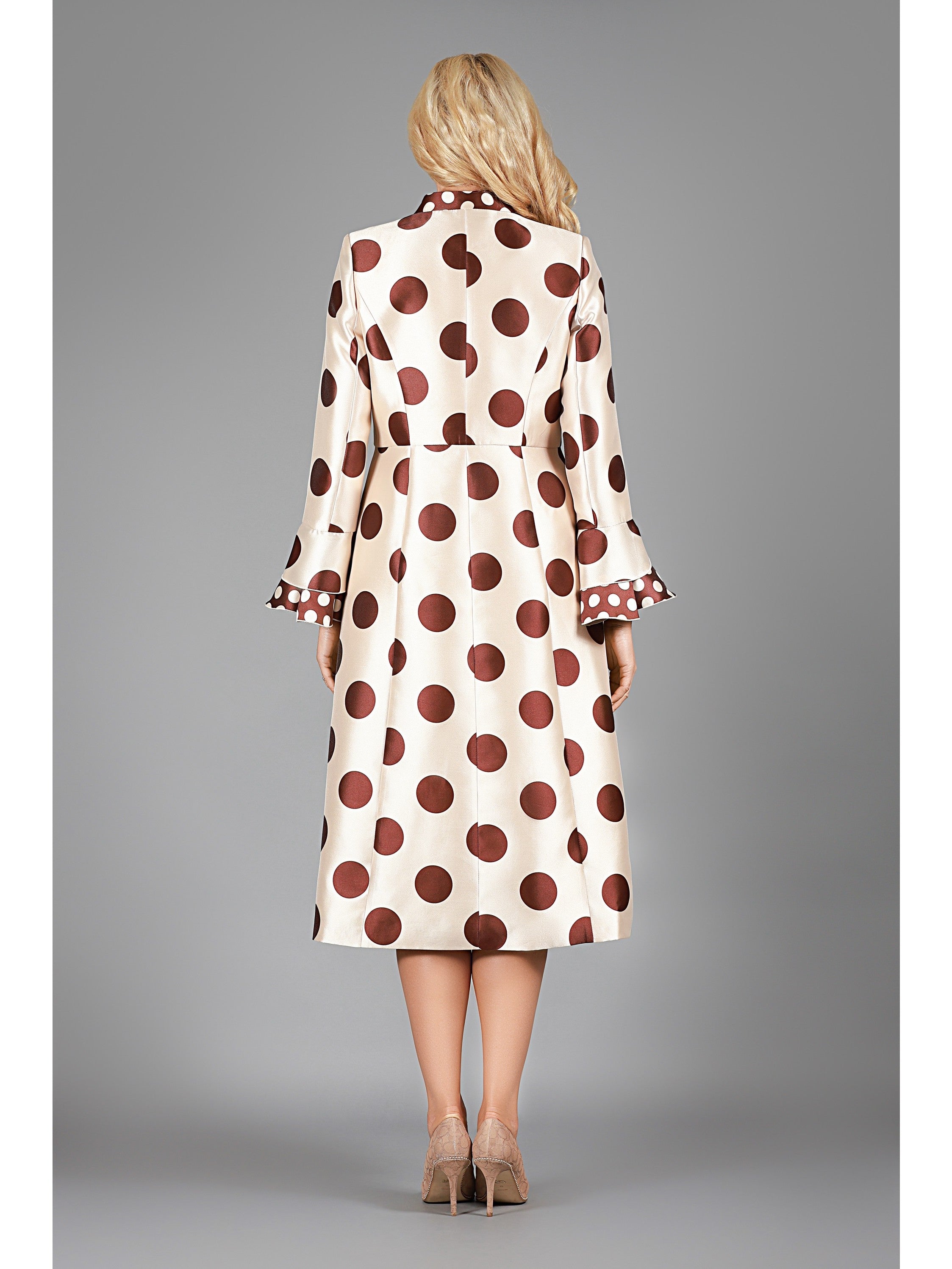 2pc Silky Twill in Polka Dots Dress+Jkt Set