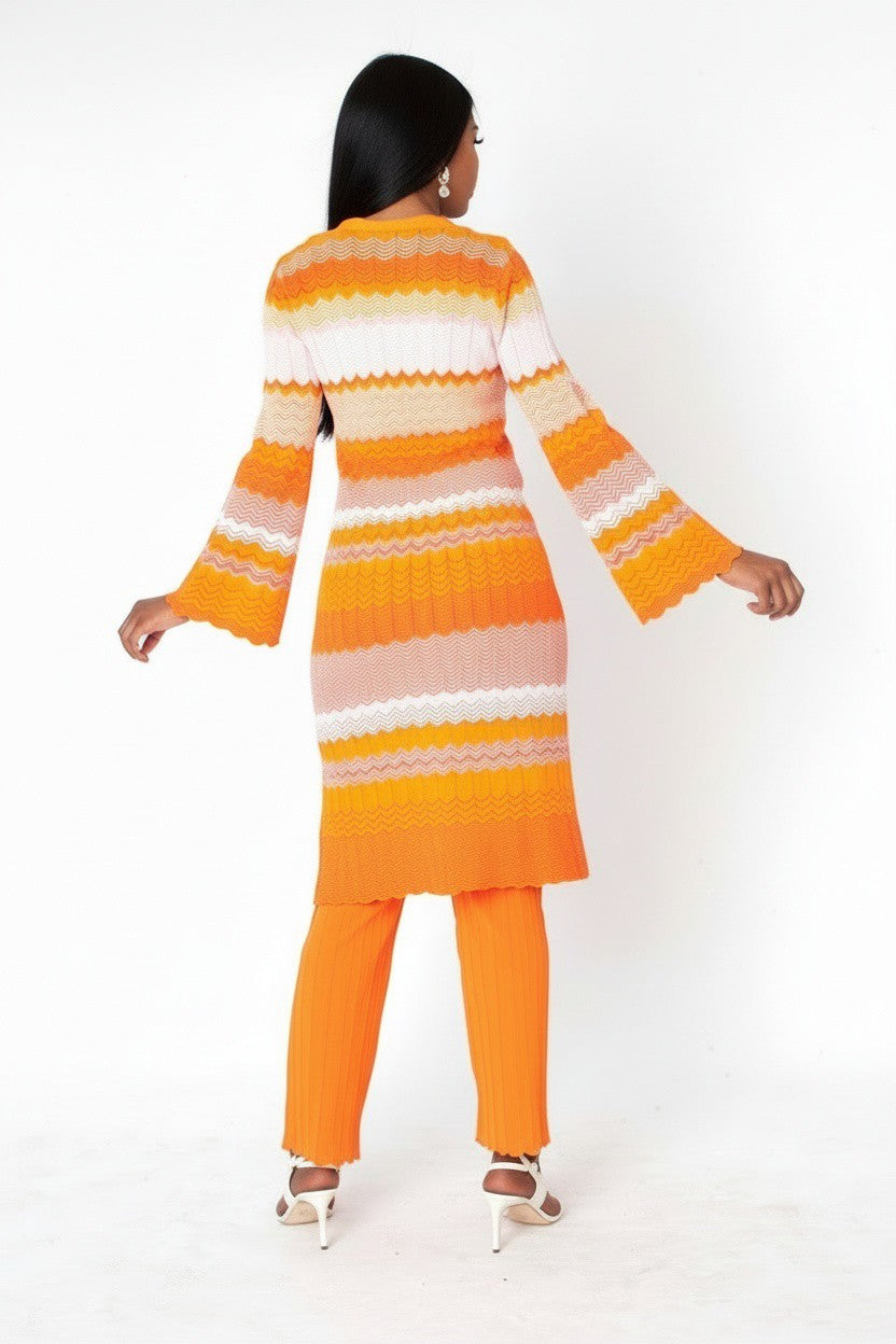 Chevron Knit Dress & Pant Set - 51013
