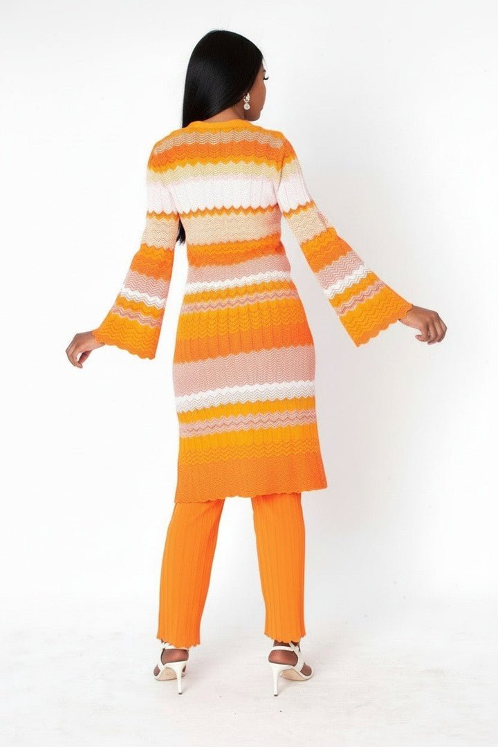 Chevron Knit Dress & Pant Set - 51013