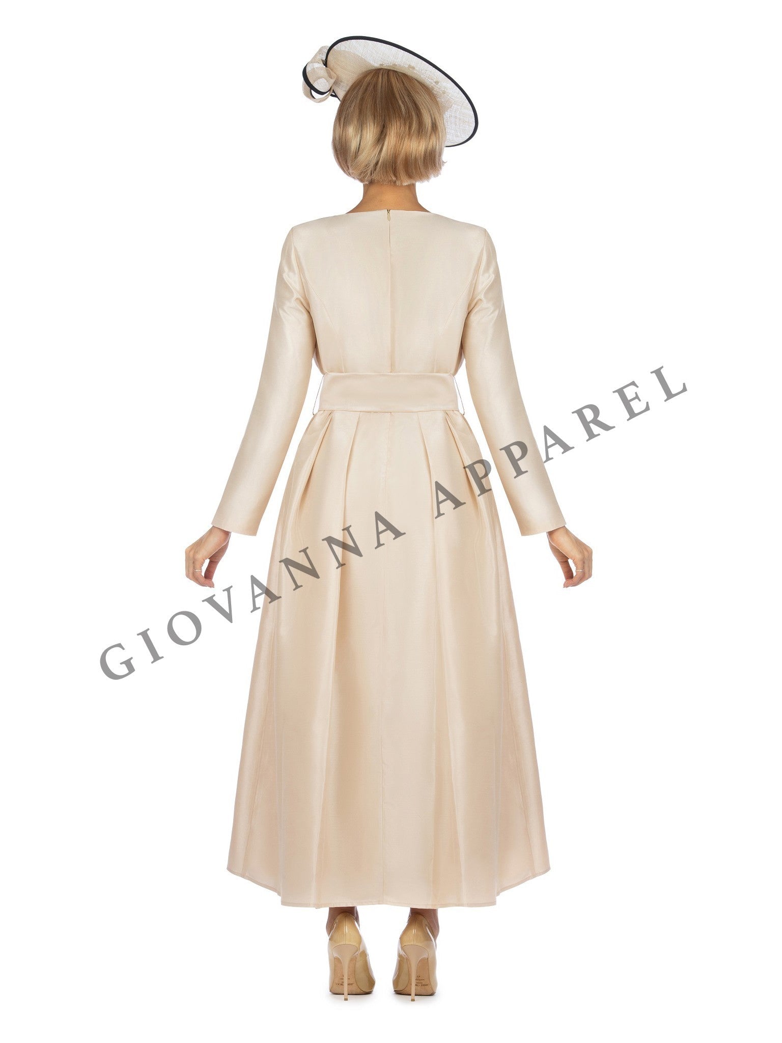 1pc Shantung A-line Simple Dress w/ Belt-Plus size