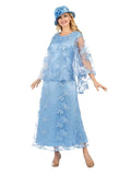 2pc Lace Dress & Hi-Lo Pull Over Lace Cape