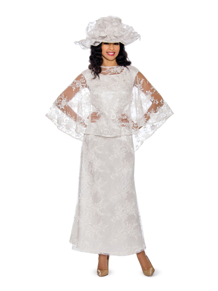2pc Lace Dress & Hi-Lo Pull Over Lace Cape