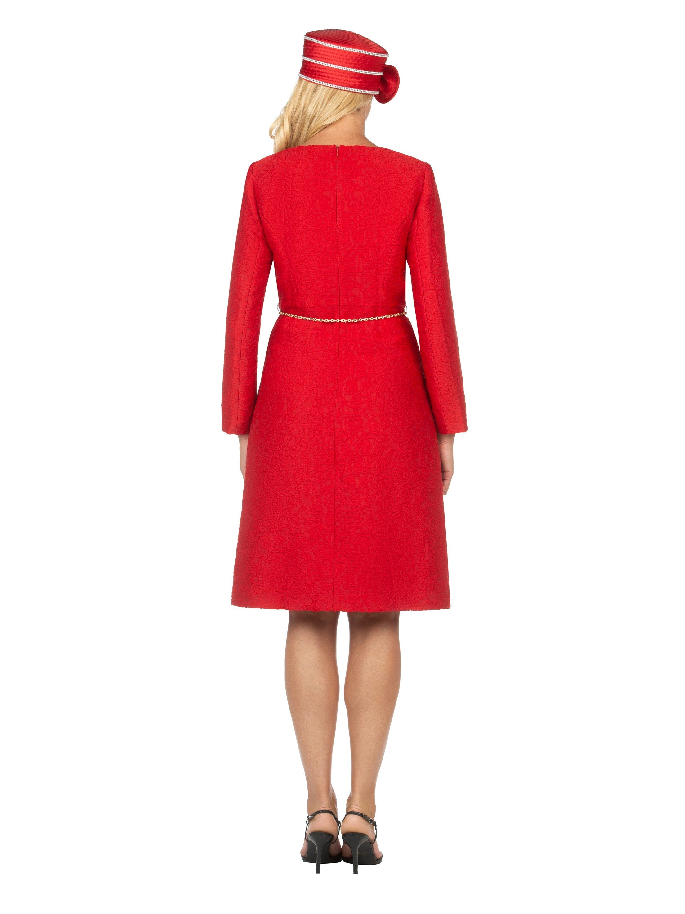 1pc Brocade A-line Dress w/ Chain - Plus