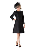 1pc Textured Brocade A-line Dress w/ Chain