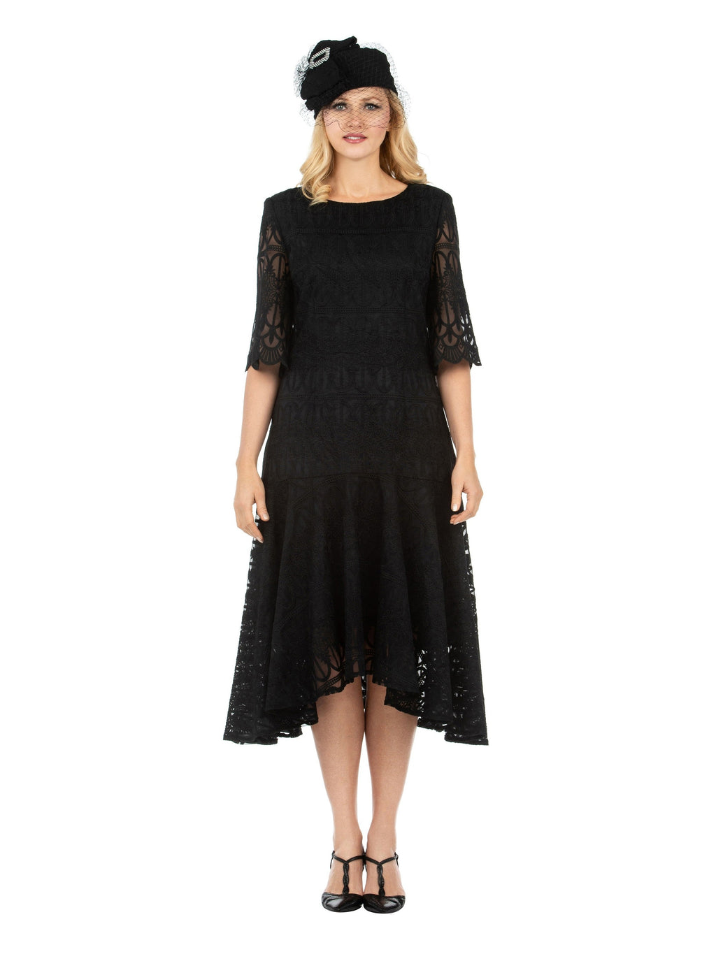 1pc Lux Lace Hi-Lo Flare Dress - Plus Size