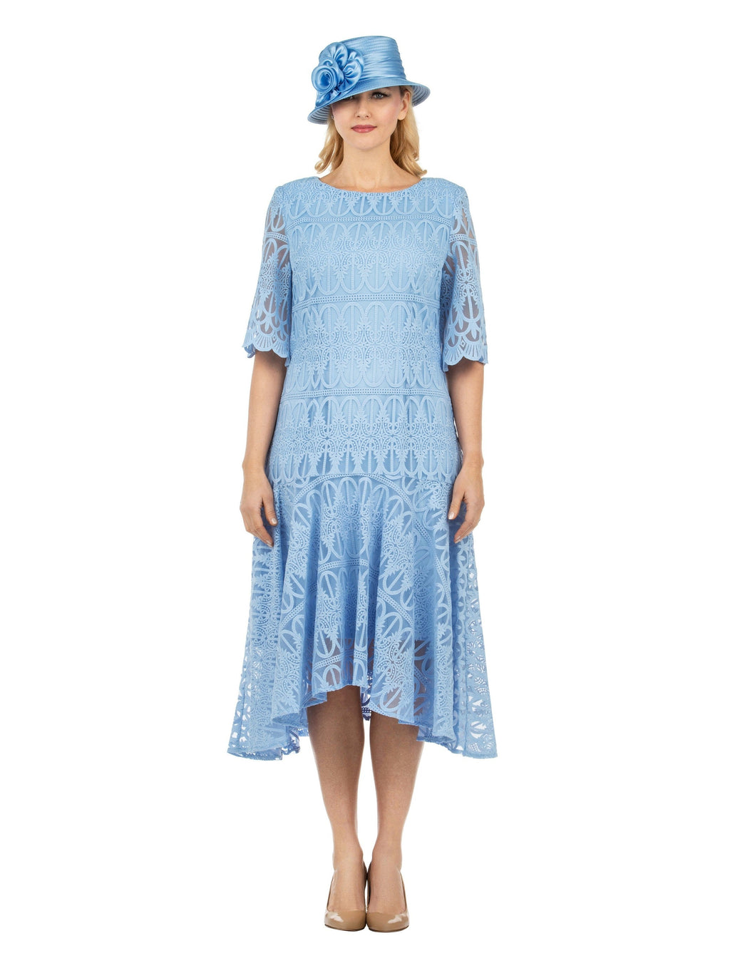 1pc Lux Lace Hi-Lo Flare Dress - Plus Size